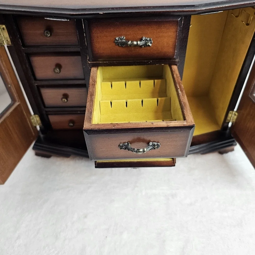 Vintage Wooden Jewelry Box Cabinet